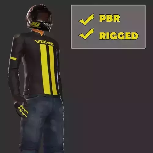 Biker PBR man in jacket and jeans