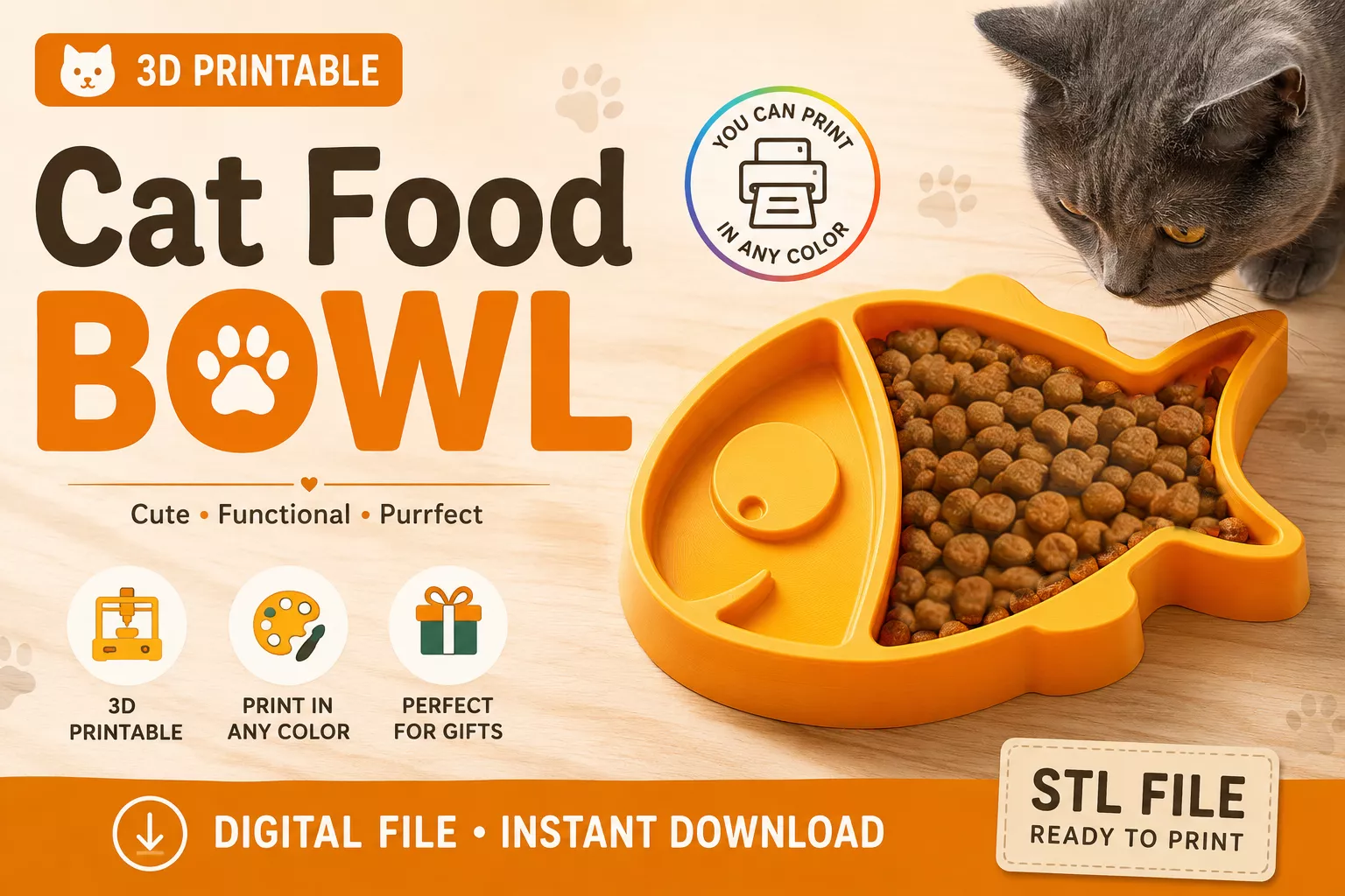 Cat Food Bowl 3D Print Model STL 3D print model