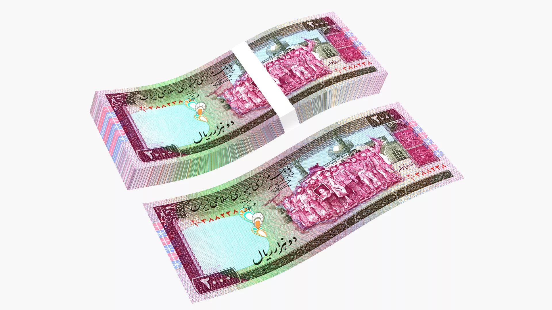Bank Note 2000 Iranian Rials Bills Collection 3D model
