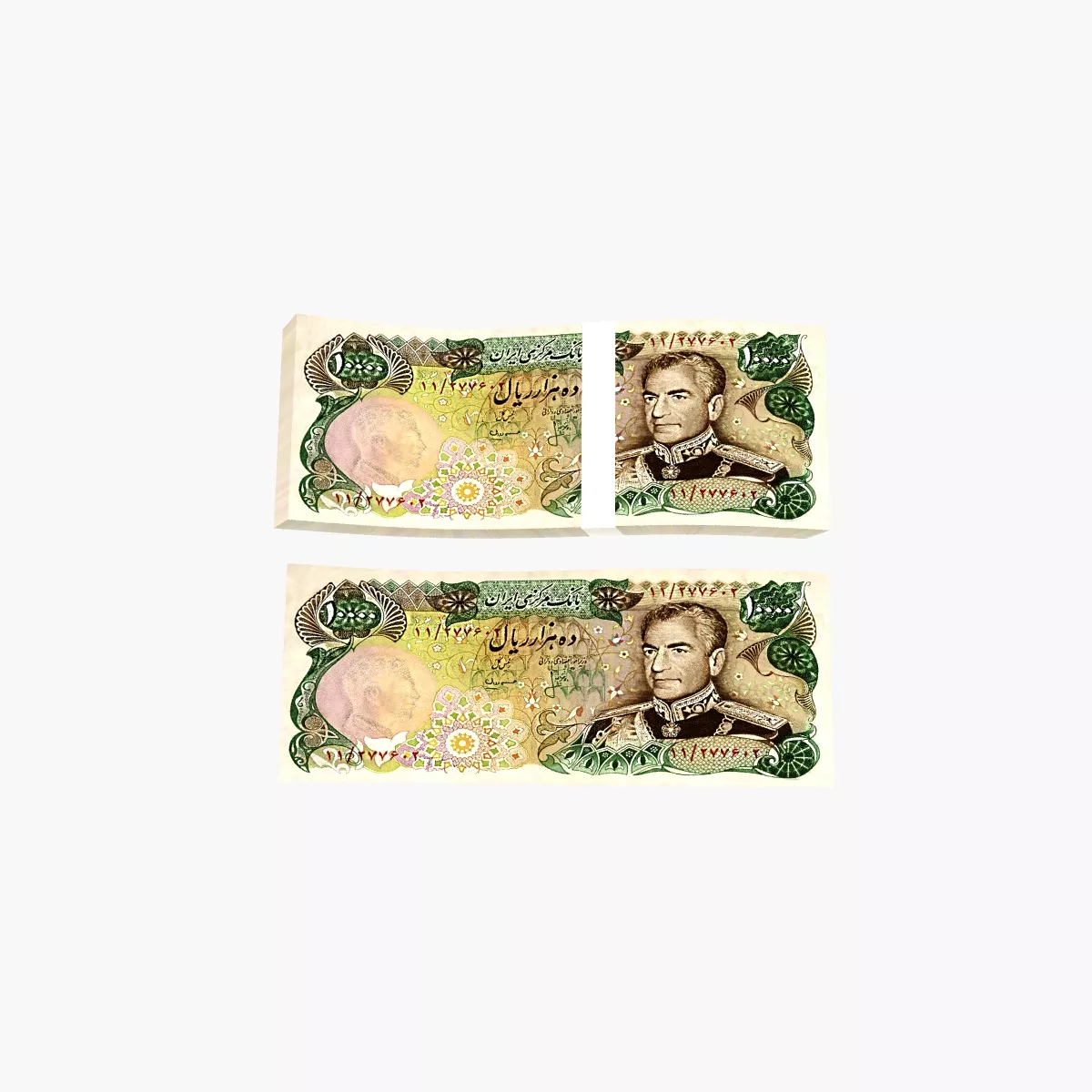 Bank Note 10000 Old Iranian Rials Bills Collection 3D model