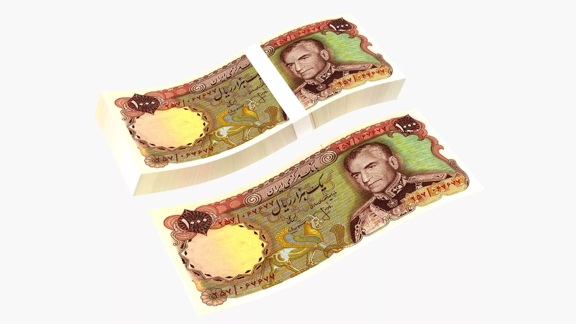 Bank Note 1000 Iranian Rials Bills Collection 3D model