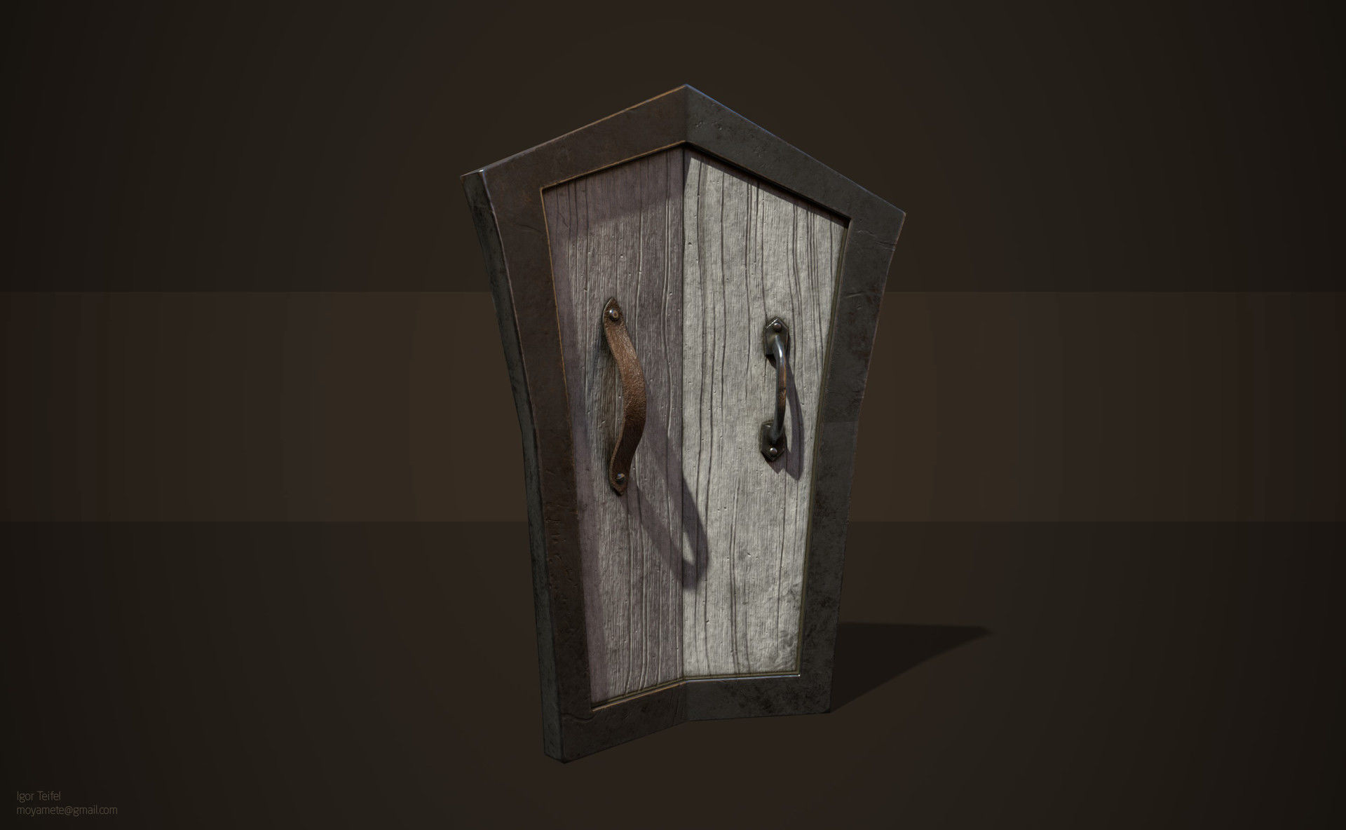 Medieval skull shield Low-poly 3D model_2