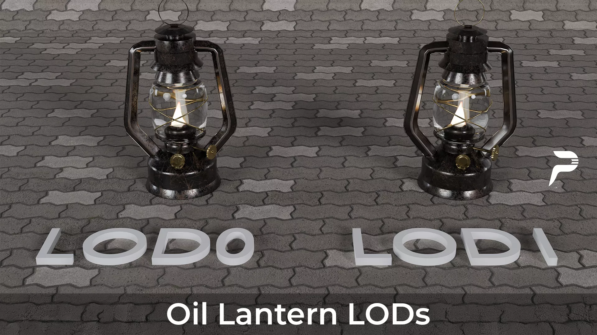 1900s Oil Lantern Low-poly 3D model