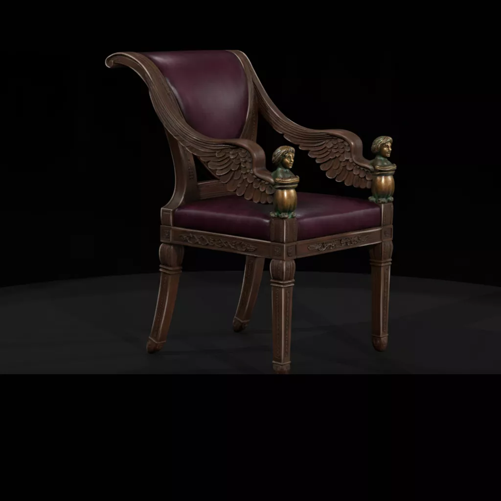 Neoclassical Sphinx Armchair Ornate Winged Chair 3D print model