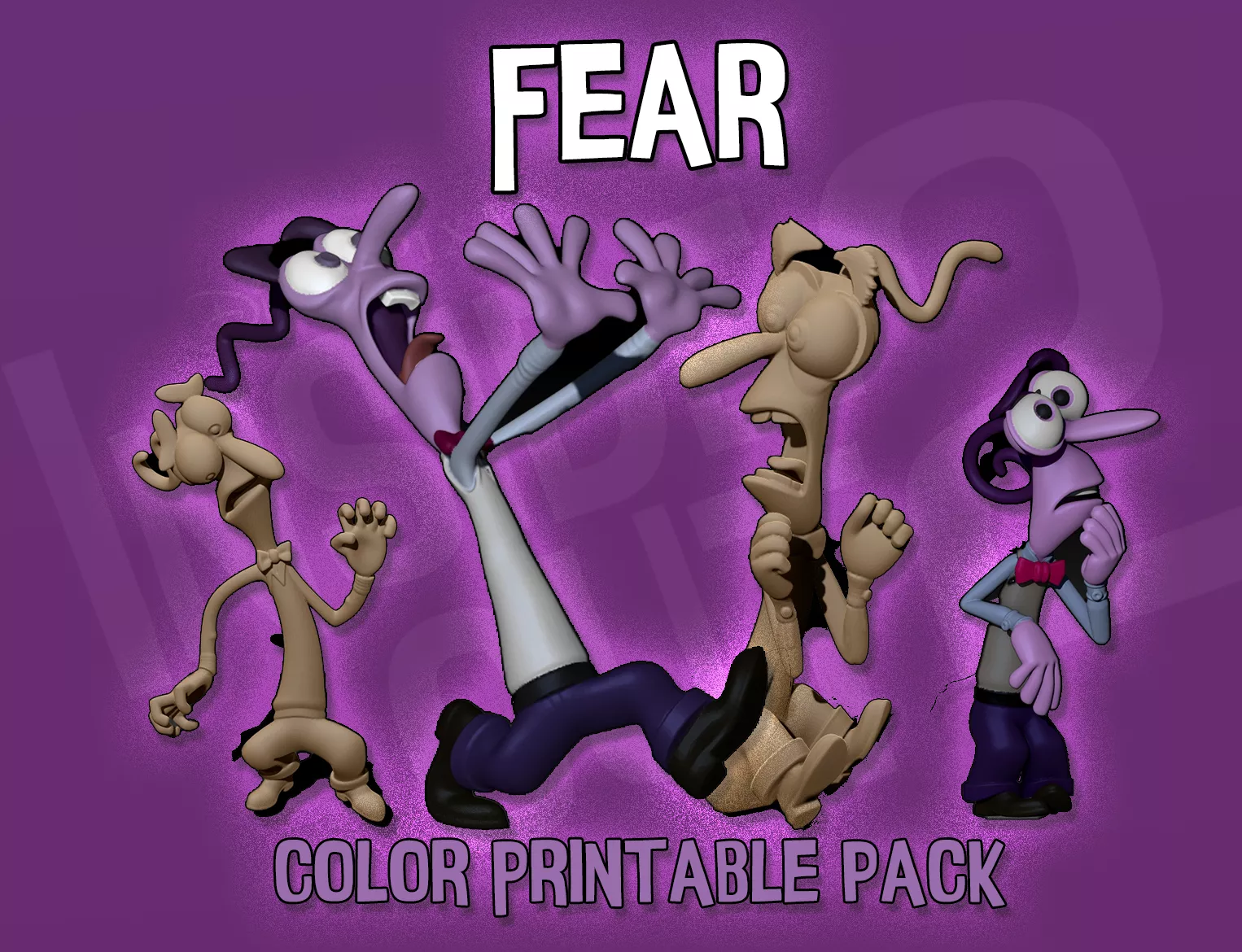 Fear Inside Out Color Printable Figure Pack 3D print model