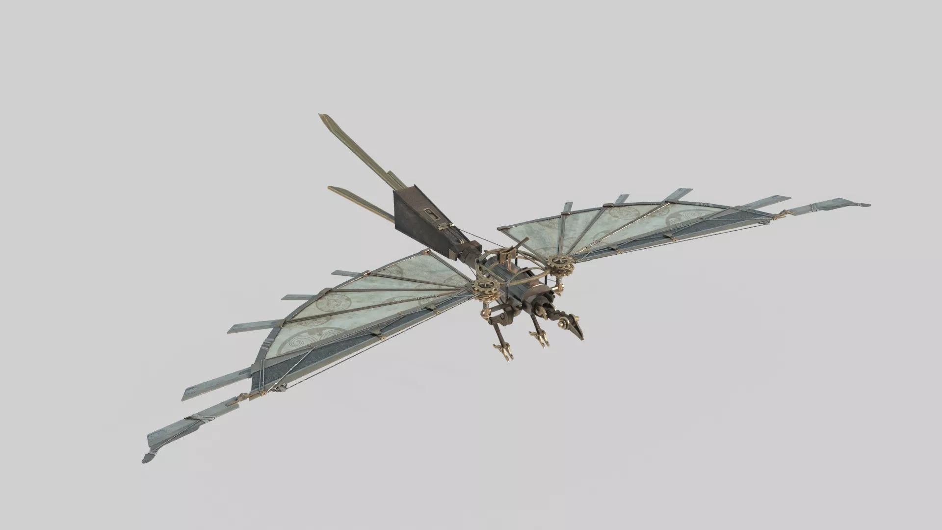 Ancient magical mechanical beast flying bird 3D model