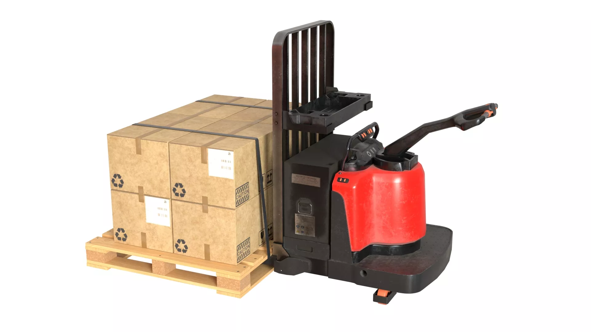 Pallet Truck and Cardboard Box Pallet Low-poly 3D model
