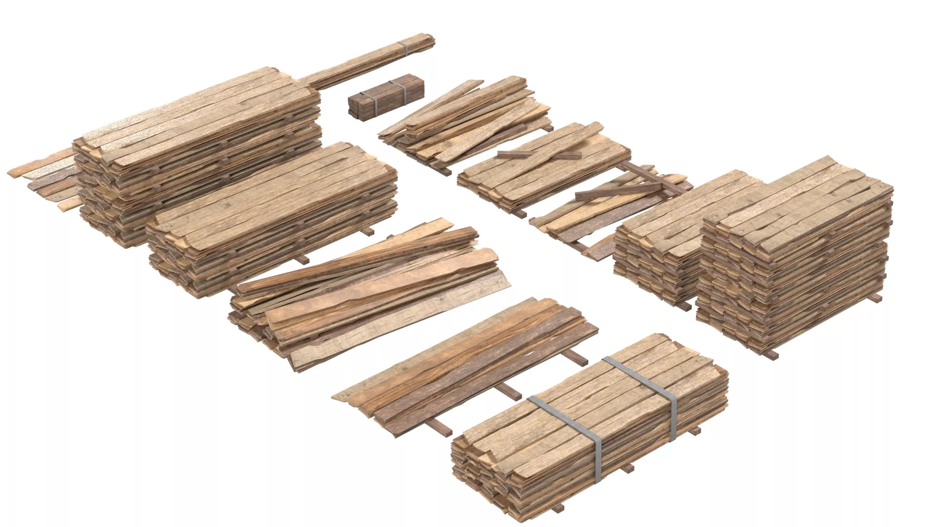 Stack of Wooden Planks Low-poly 3D model