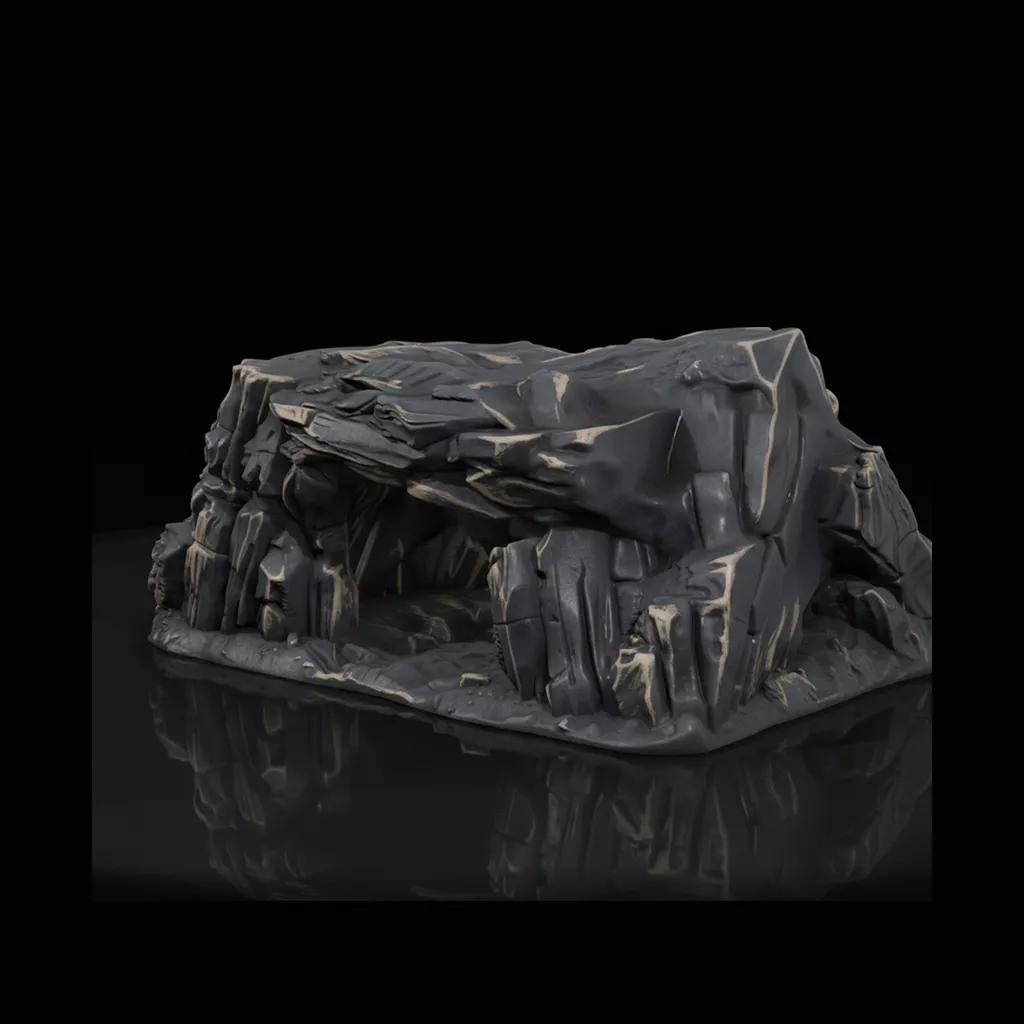 Dark Rock Outcrop with Cave Mouth 3D print model