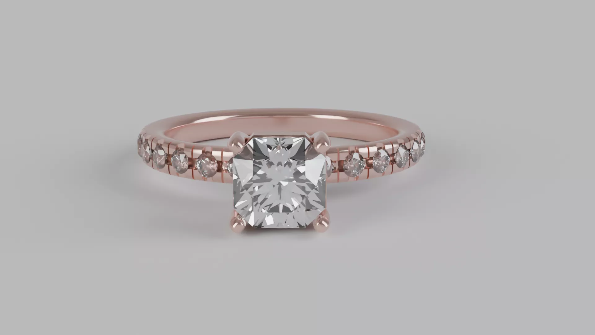 Flanders Cut Solitaire Engagement Ring 3D print model