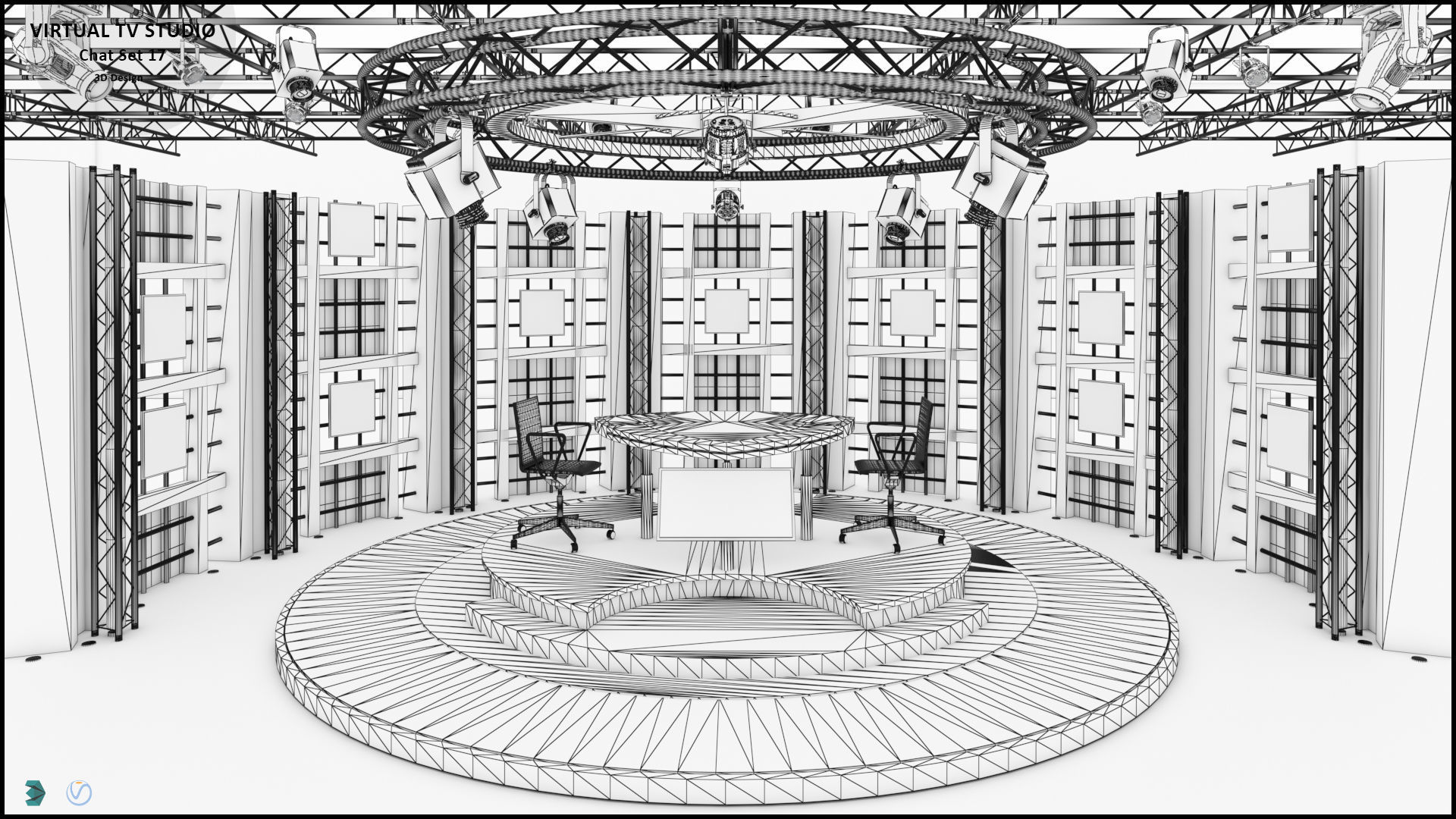 Virtual TV Studio Sets - Collection Vol 9 - 2 PCS DESIGN 3D model_4