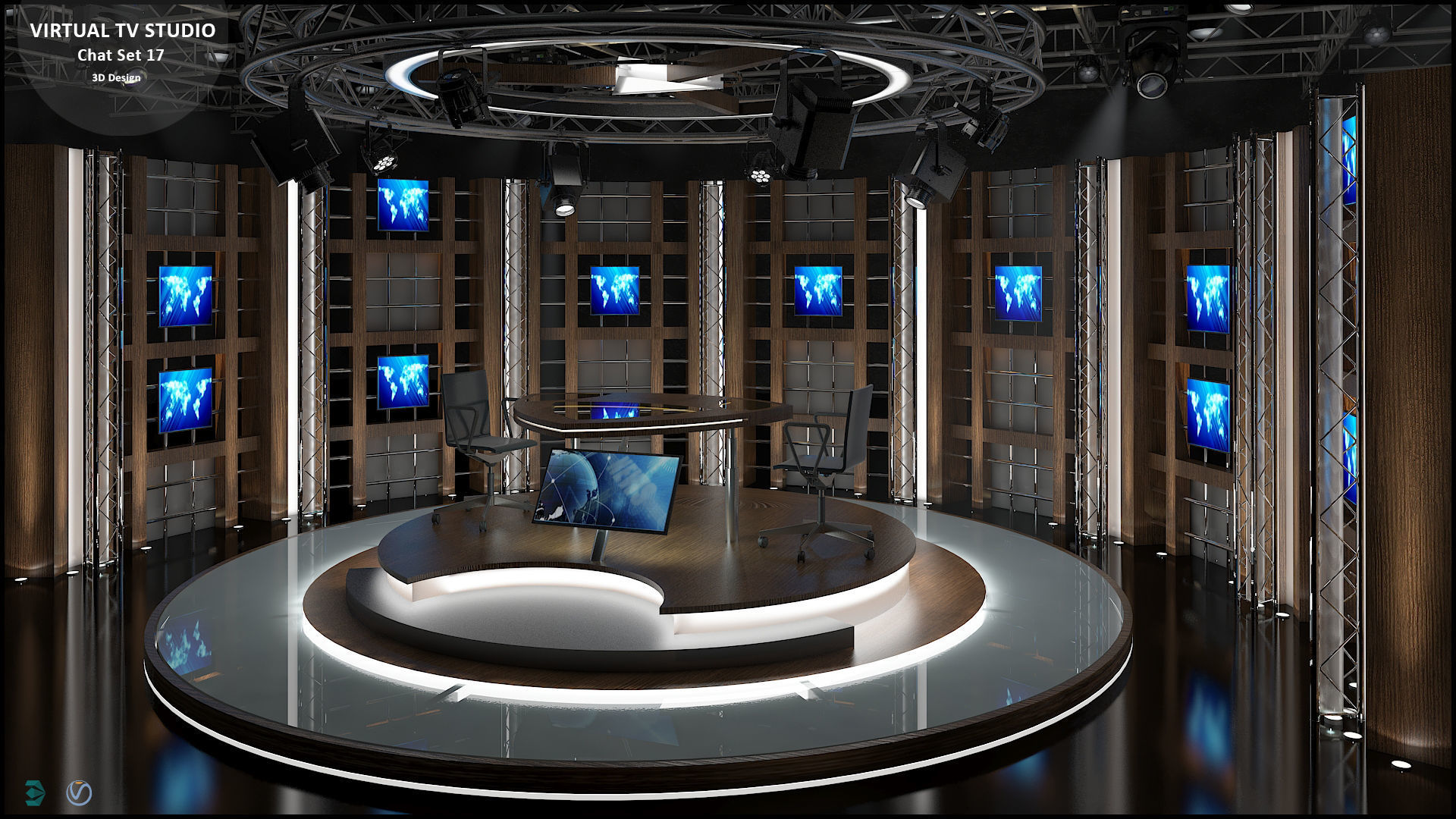 Virtual TV Studio Sets - Collection Vol 9 - 2 PCS DESIGN 3D model_33