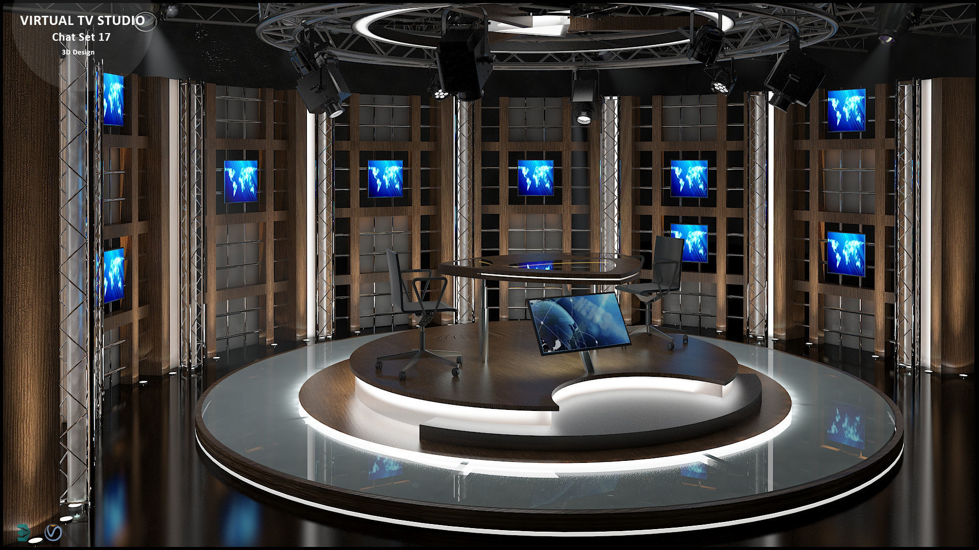Virtual TV Studio Sets - Collection Vol 9 - 2 PCS DESIGN 3D model_31