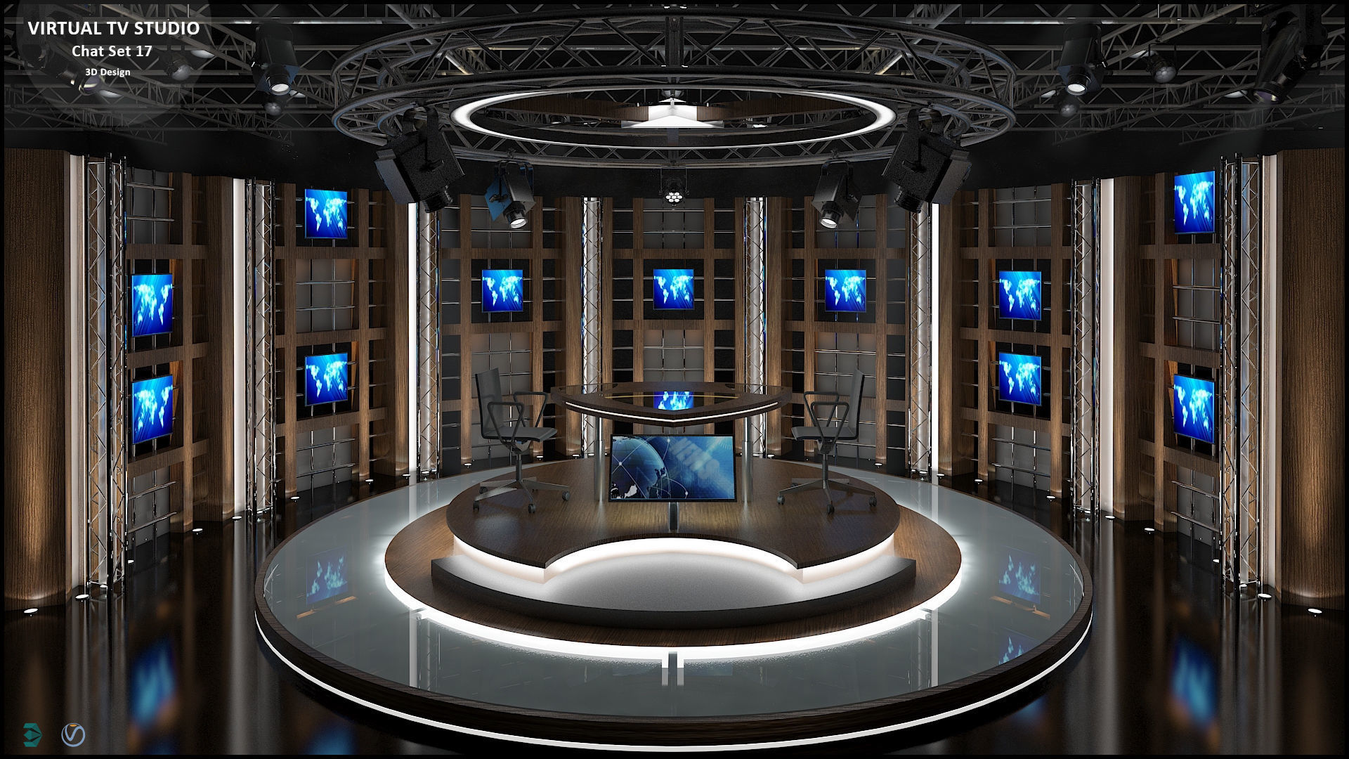 Virtual TV Studio Sets - Collection Vol 9 - 2 PCS DESIGN 3D model_3