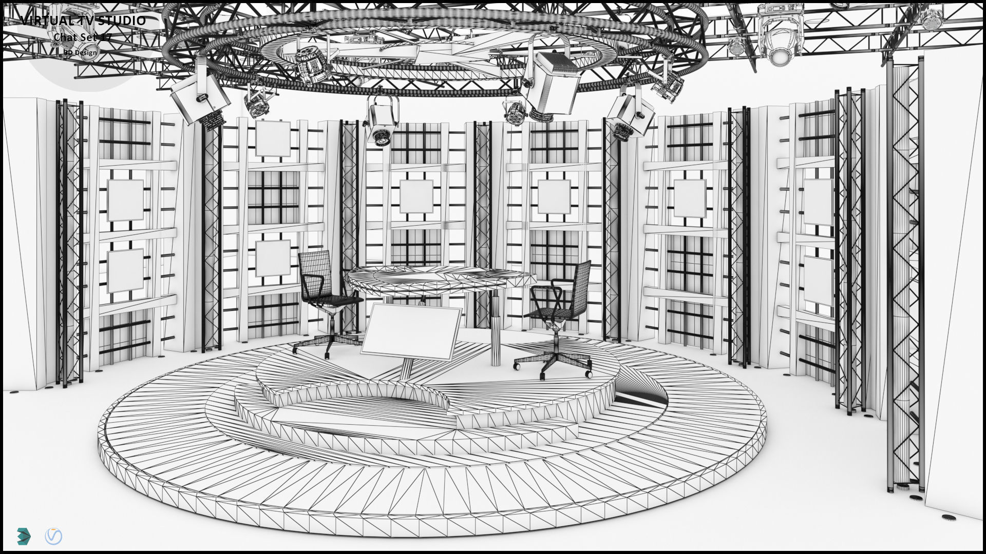 Virtual TV Studio Sets - Collection Vol 9 - 2 PCS DESIGN 3D model_34