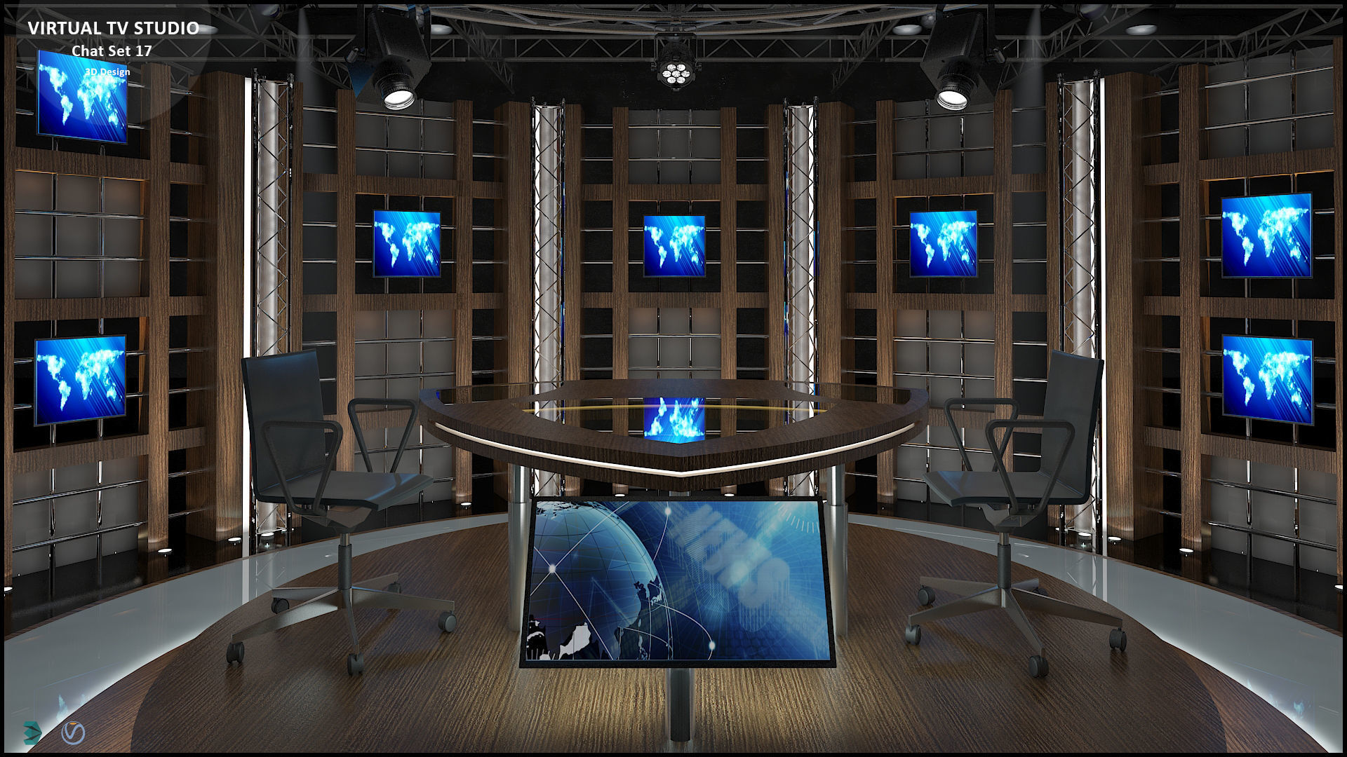 Virtual TV Studio Sets - Collection Vol 9 - 2 PCS DESIGN 3D model_37