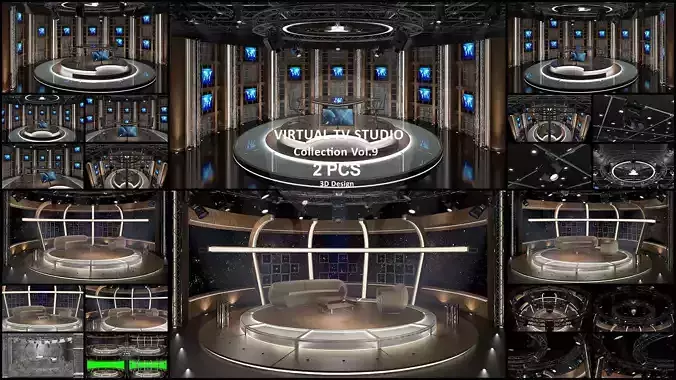 Virtual TV Studio Sets - Collection Vol 9 - 2 PCS DESIGN 3D model
