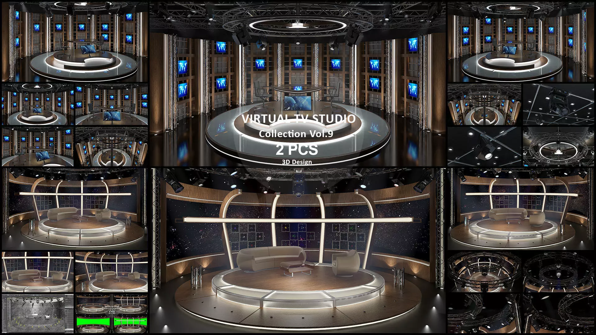 Virtual TV Studio Sets - Collection Vol 9 - 2 PCS DESIGN 3D model_0