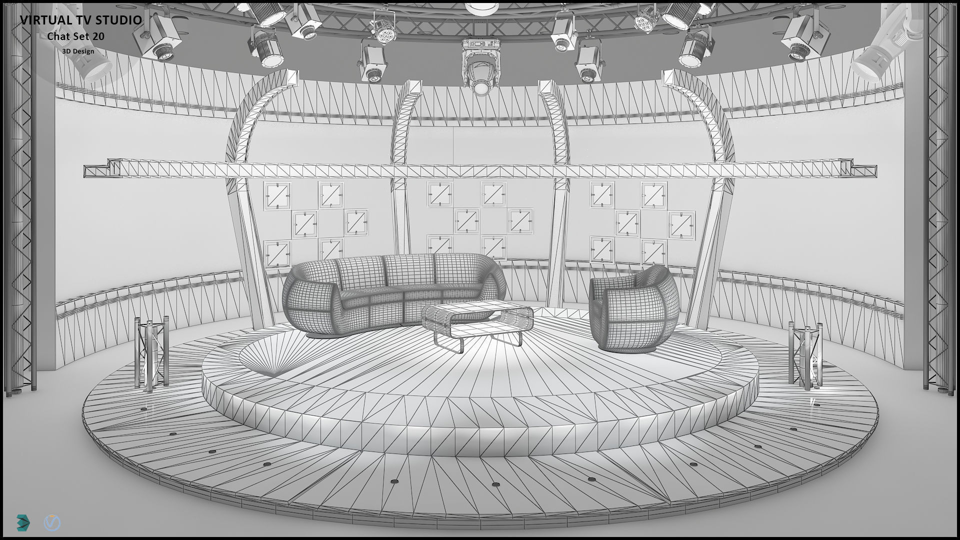 Virtual TV Studio Sets - Collection Vol 9 - 2 PCS DESIGN 3D model_6