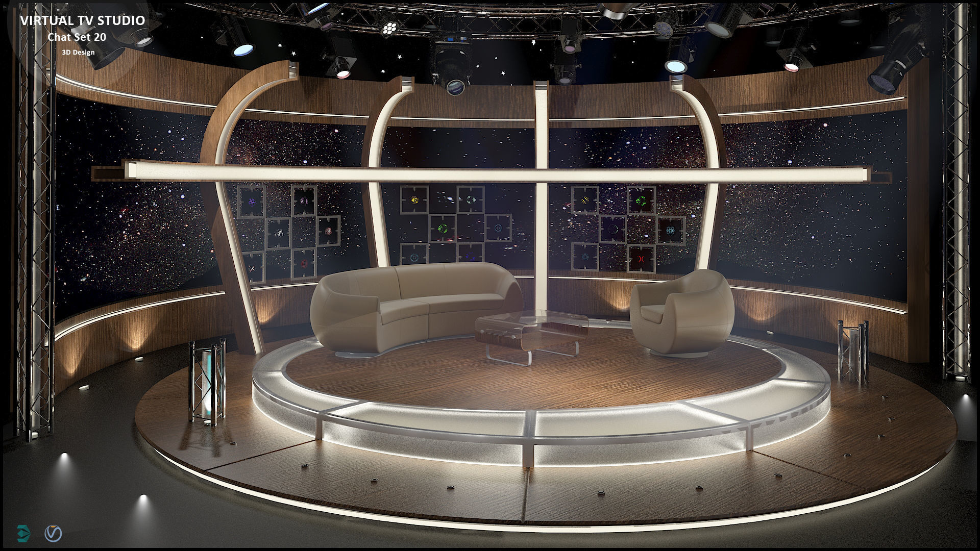 Virtual TV Studio Sets - Collection Vol 10 - 4 PCS DESIGN 3D model_31