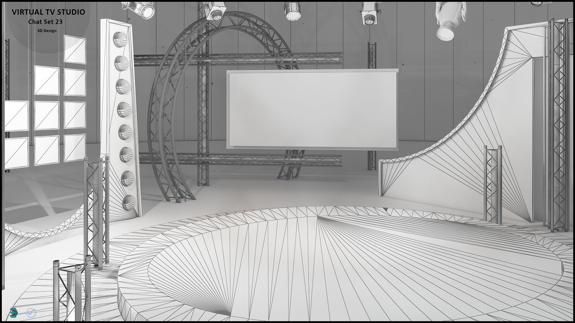 Virtual TV Studio Sets - Collection Vol 10 - 4 PCS DESIGN 3D model_71