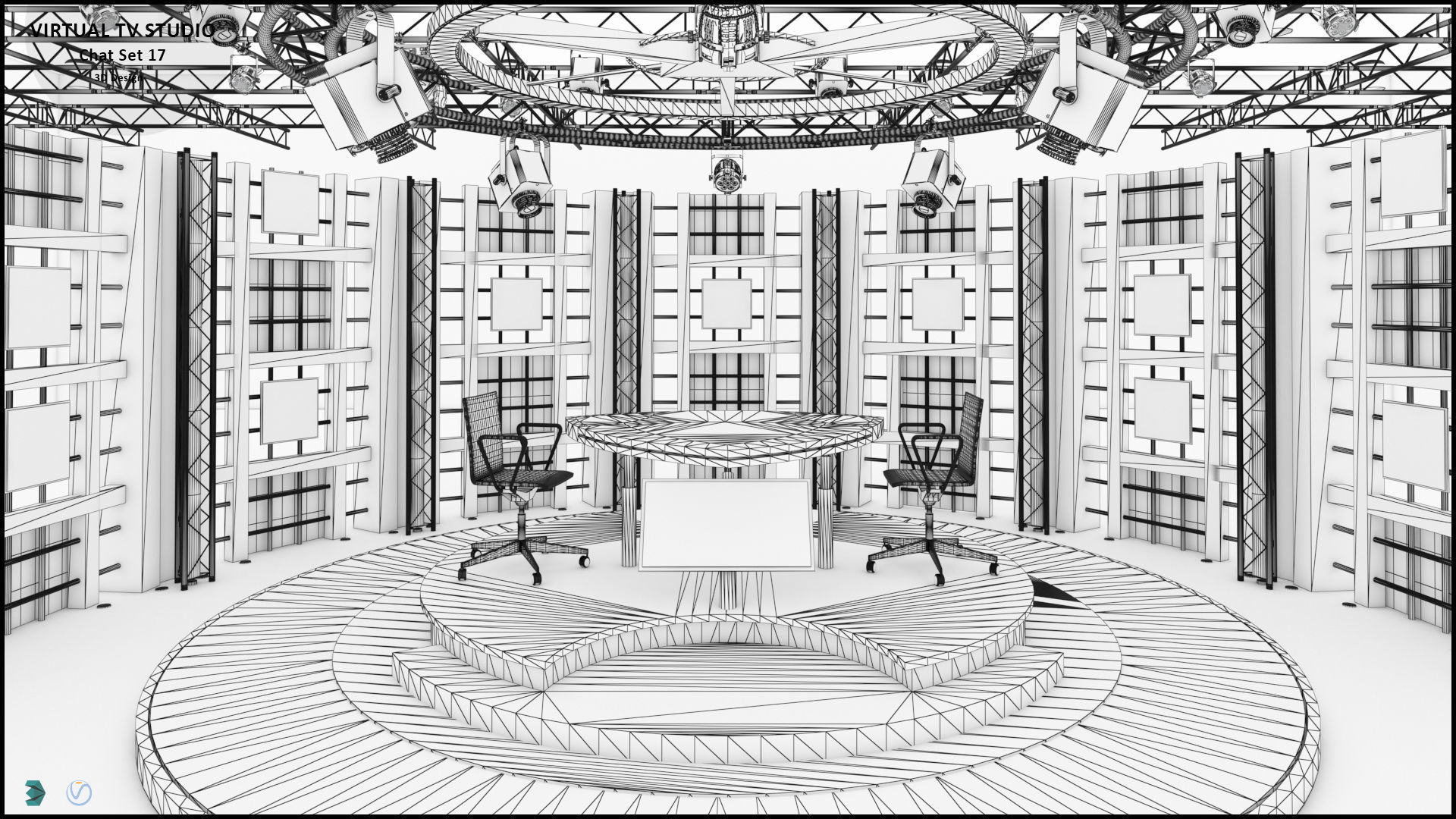 Virtual TV Studio Sets - Collection Vol 10 - 4 PCS DESIGN 3D model_19