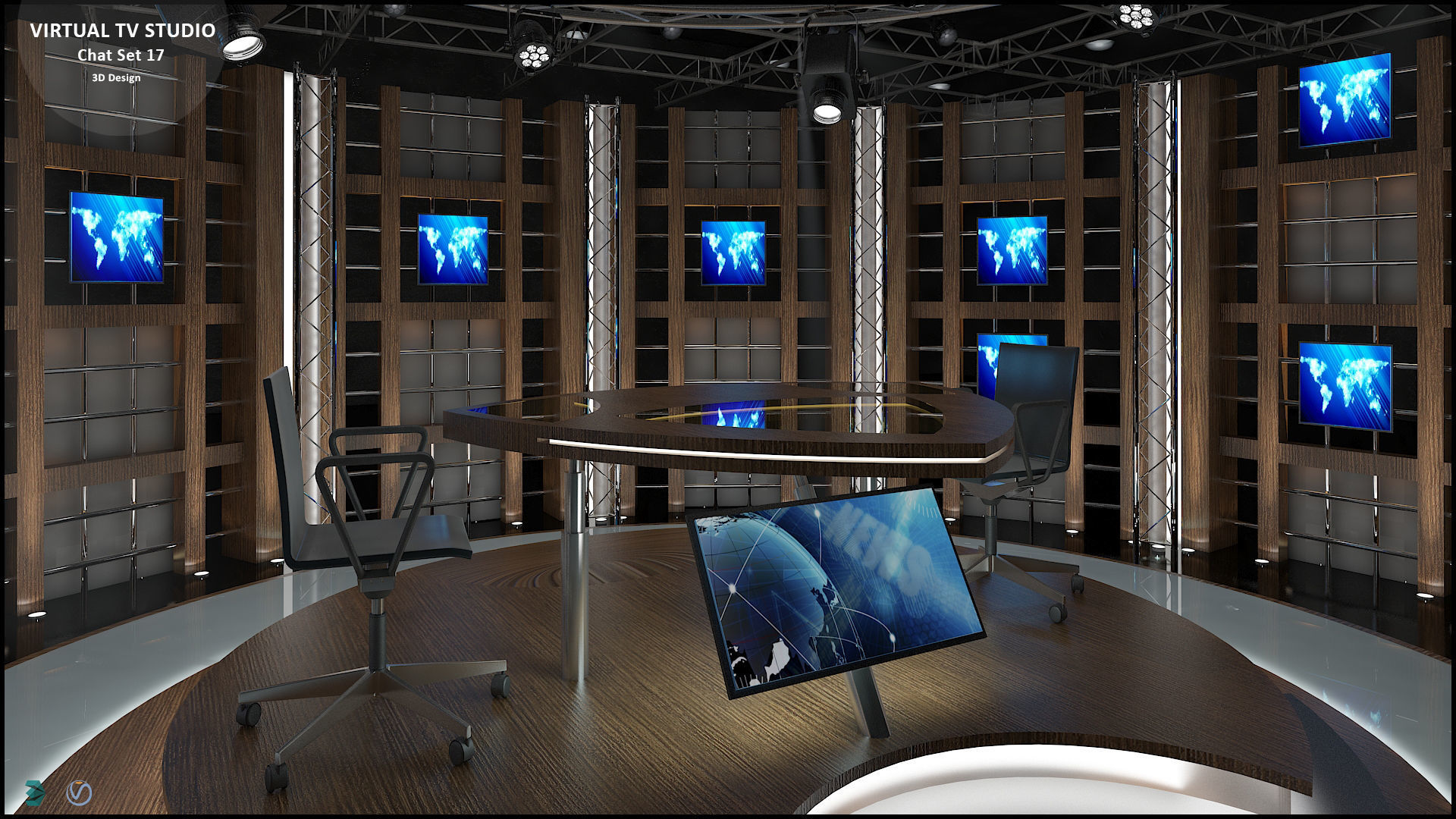 Virtual TV Studio Sets - Collection Vol 10 - 4 PCS DESIGN 3D model_21