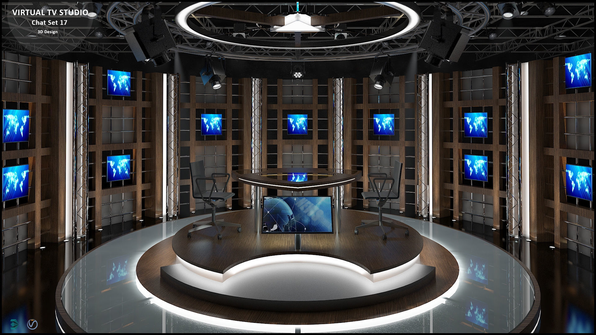 Virtual TV Studio Sets - Collection Vol 10 - 4 PCS DESIGN 3D model_18