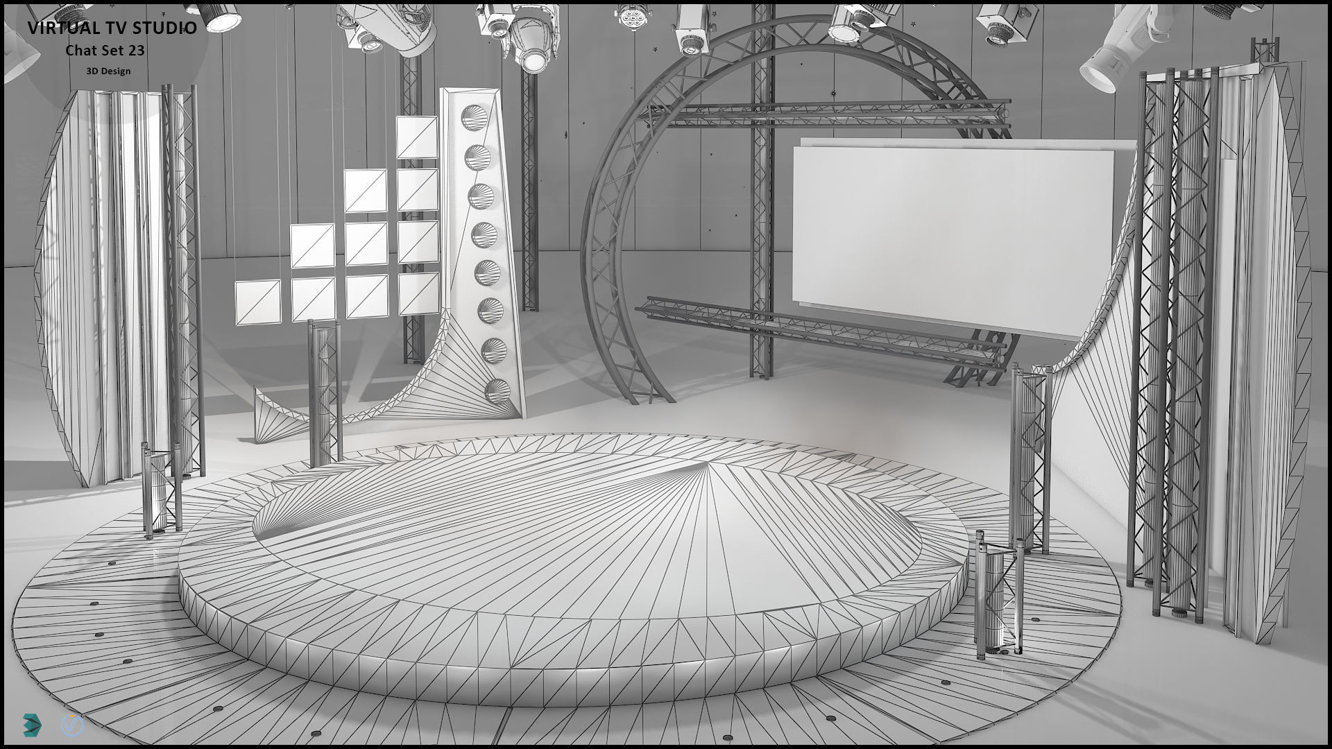 Virtual TV Studio Sets - Collection Vol 10 - 4 PCS DESIGN 3D model_69