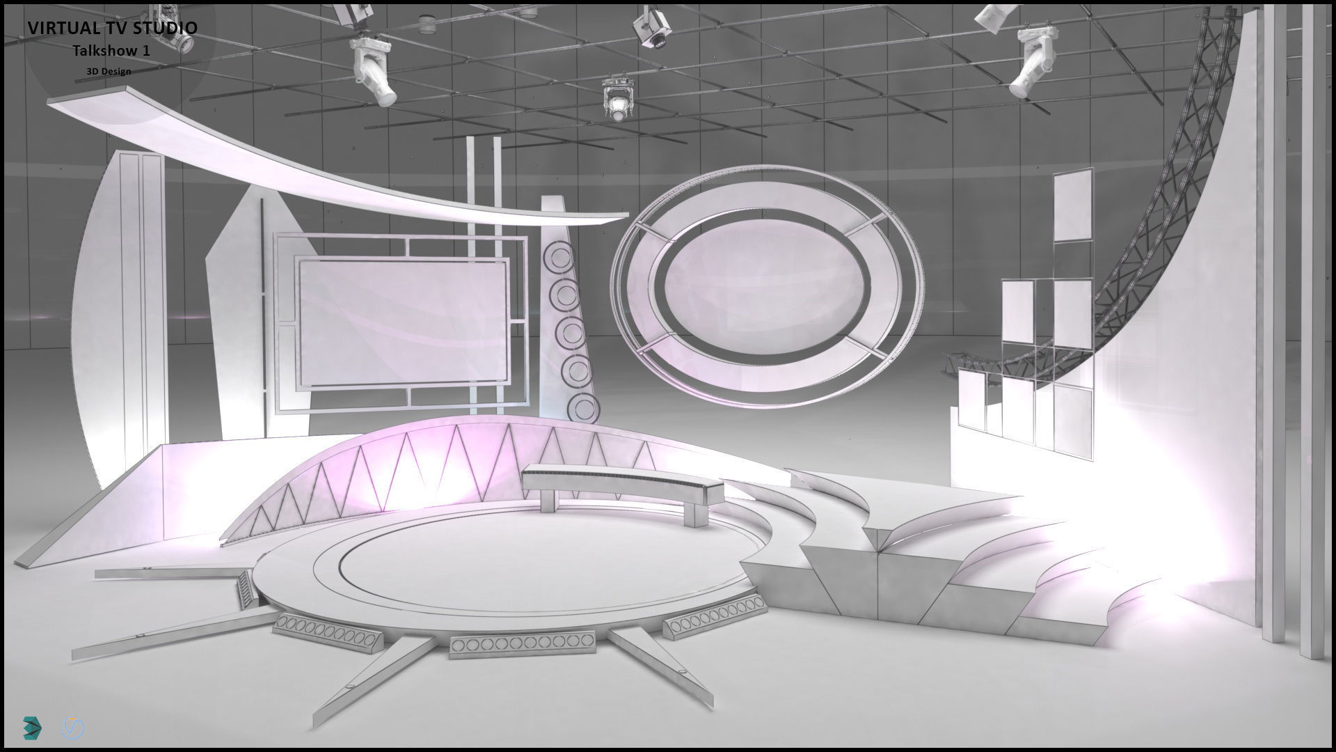 Virtual TV Studio Sets - Collection Vol 10 - 4 PCS DESIGN 3D model_55