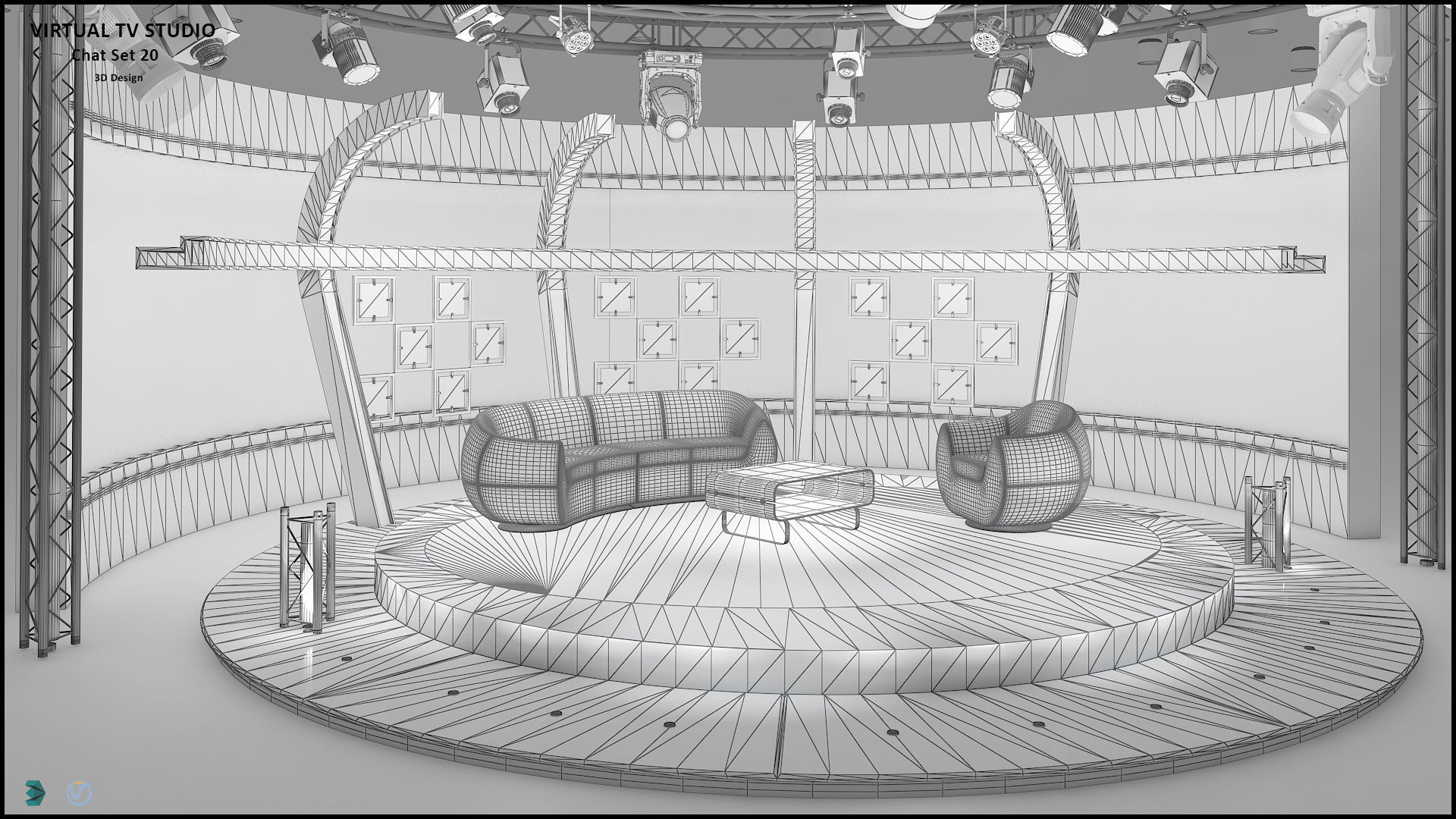 Virtual TV Studio Sets - Collection Vol 10 - 4 PCS DESIGN 3D model_30