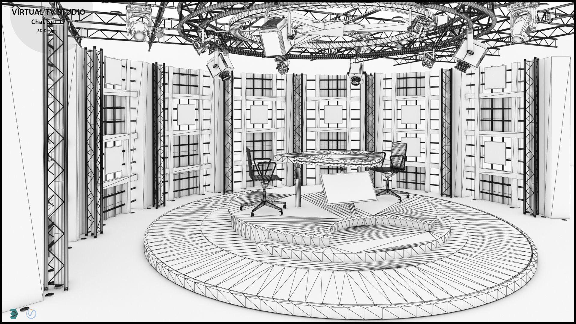 Virtual TV Studio Sets - Collection Vol 10 - 4 PCS DESIGN 3D model_15