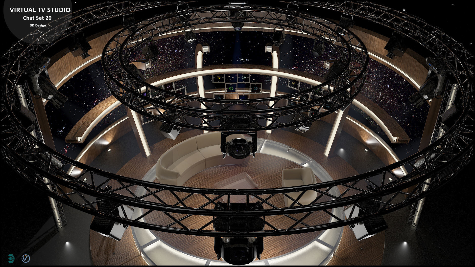 Virtual TV Studio Sets - Collection Vol 10 - 4 PCS DESIGN 3D model_37