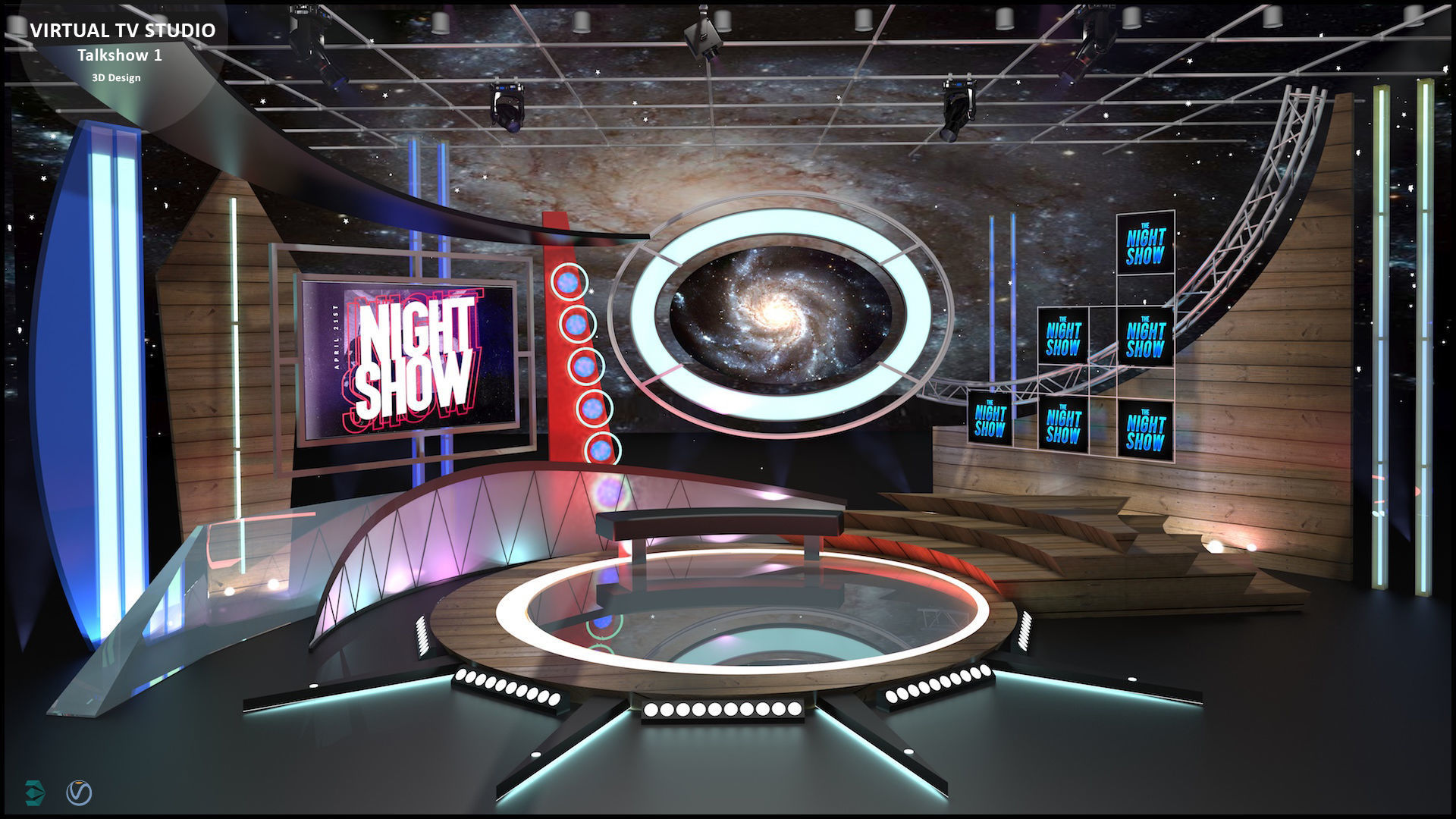 Virtual TV Studio Sets - Collection Vol 10 - 4 PCS DESIGN 3D model_11