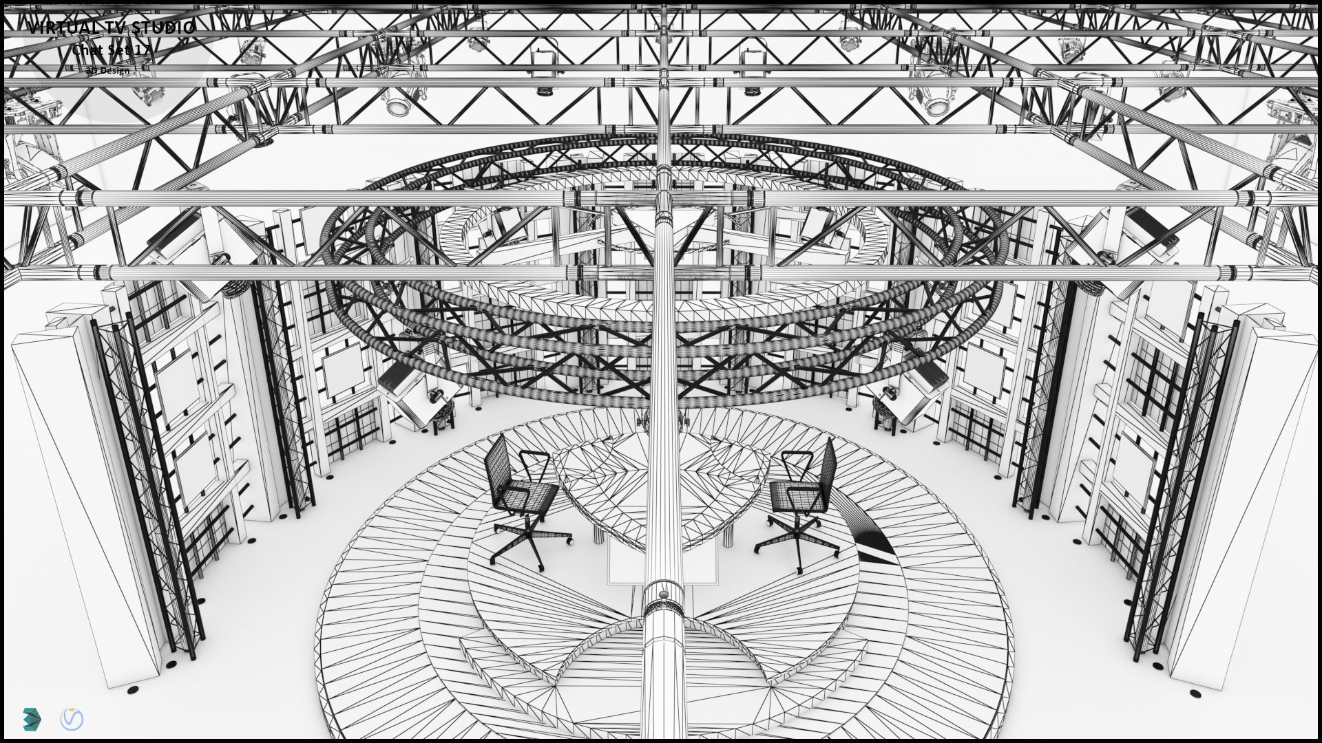 Virtual TV Studio Sets - Collection Vol 10 - 4 PCS DESIGN 3D model_23