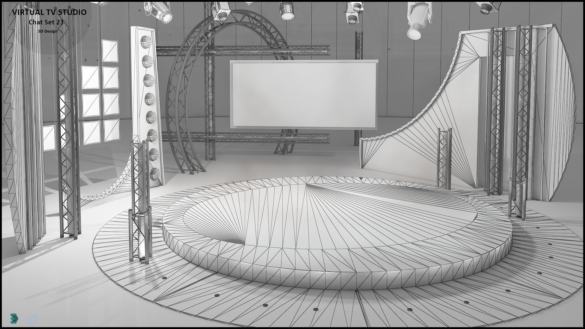 Virtual TV Studio Sets - Collection Vol 10 - 4 PCS DESIGN 3D model_67