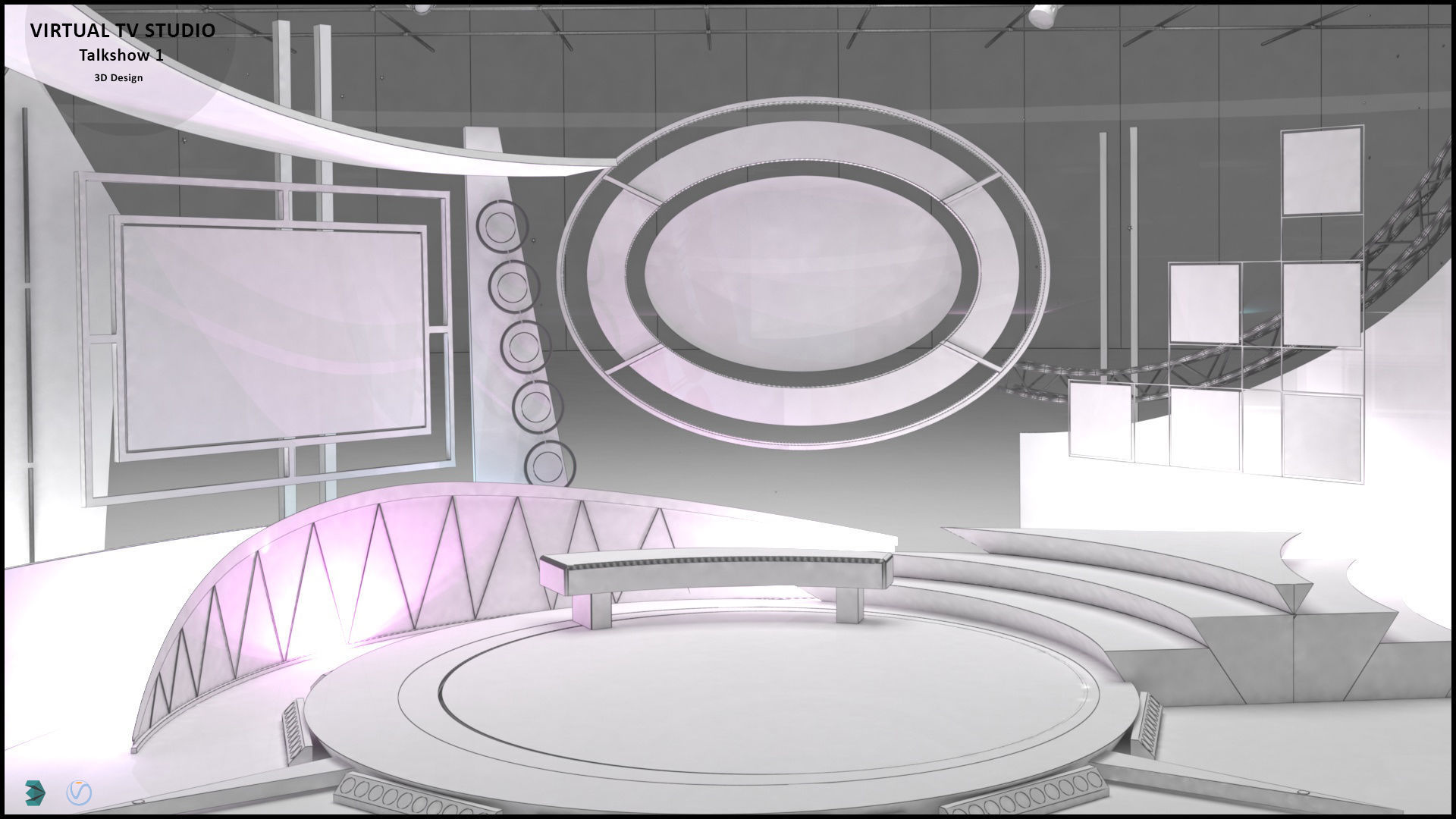 Virtual TV Studio Sets - Collection Vol 10 - 4 PCS DESIGN 3D model_57