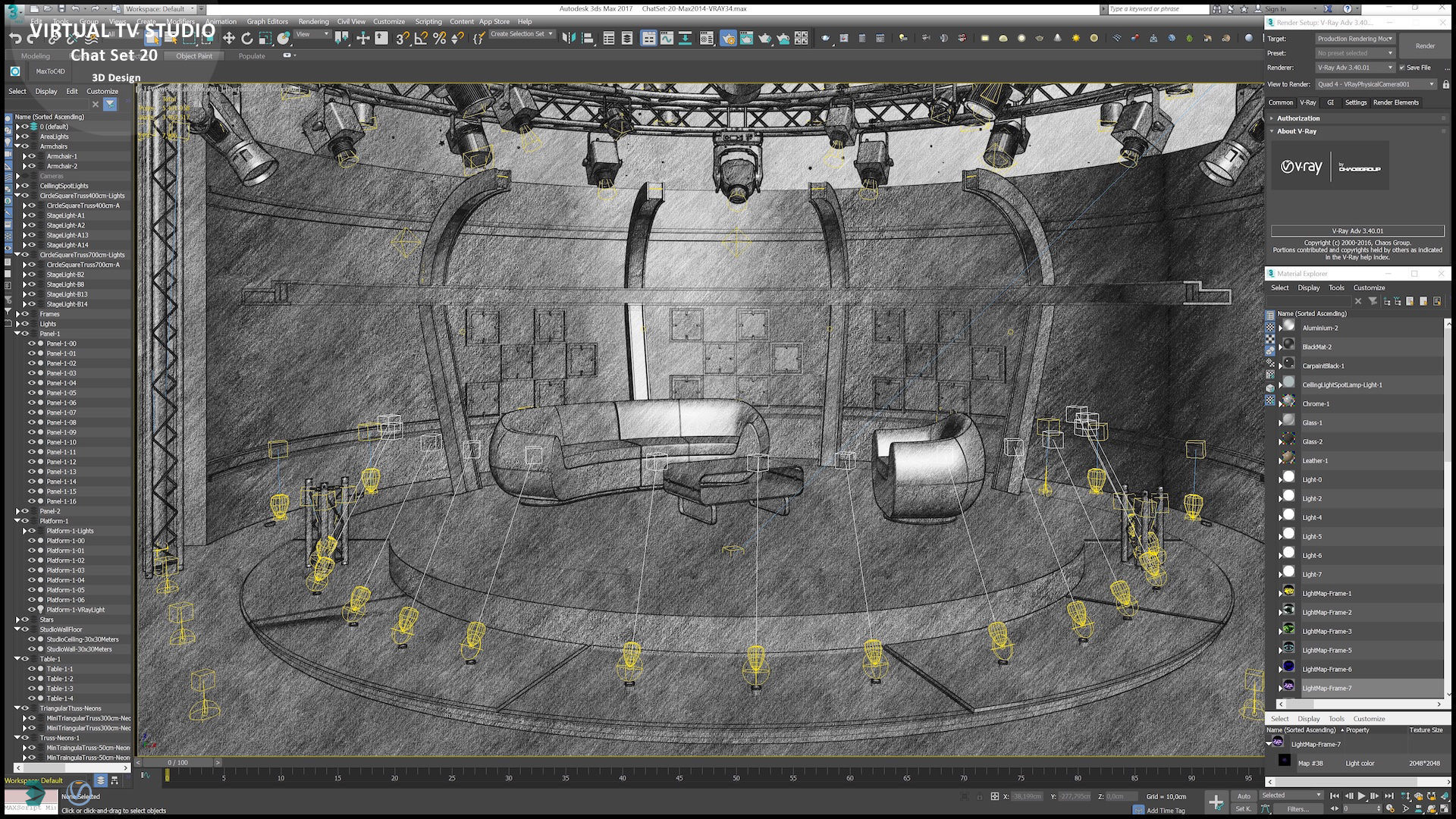 Virtual TV Studio Sets - Collection Vol 10 - 4 PCS DESIGN 3D model_46