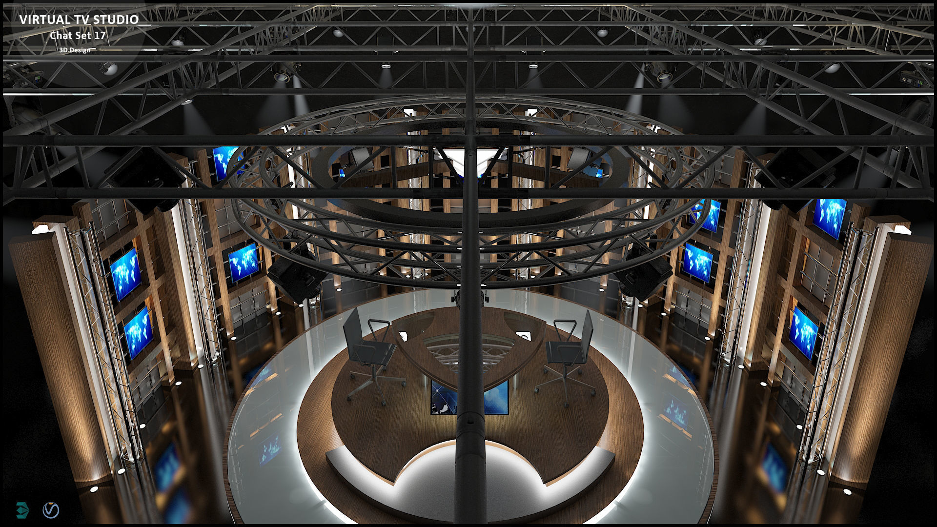 Virtual TV Studio Sets - Collection Vol 10 - 4 PCS DESIGN 3D model_22