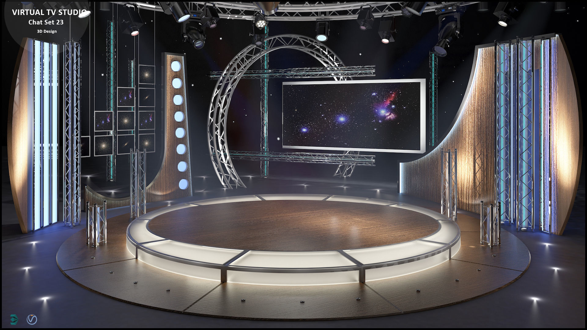 Virtual TV Studio Sets - Collection Vol 10 - 4 PCS DESIGN 3D model_9
