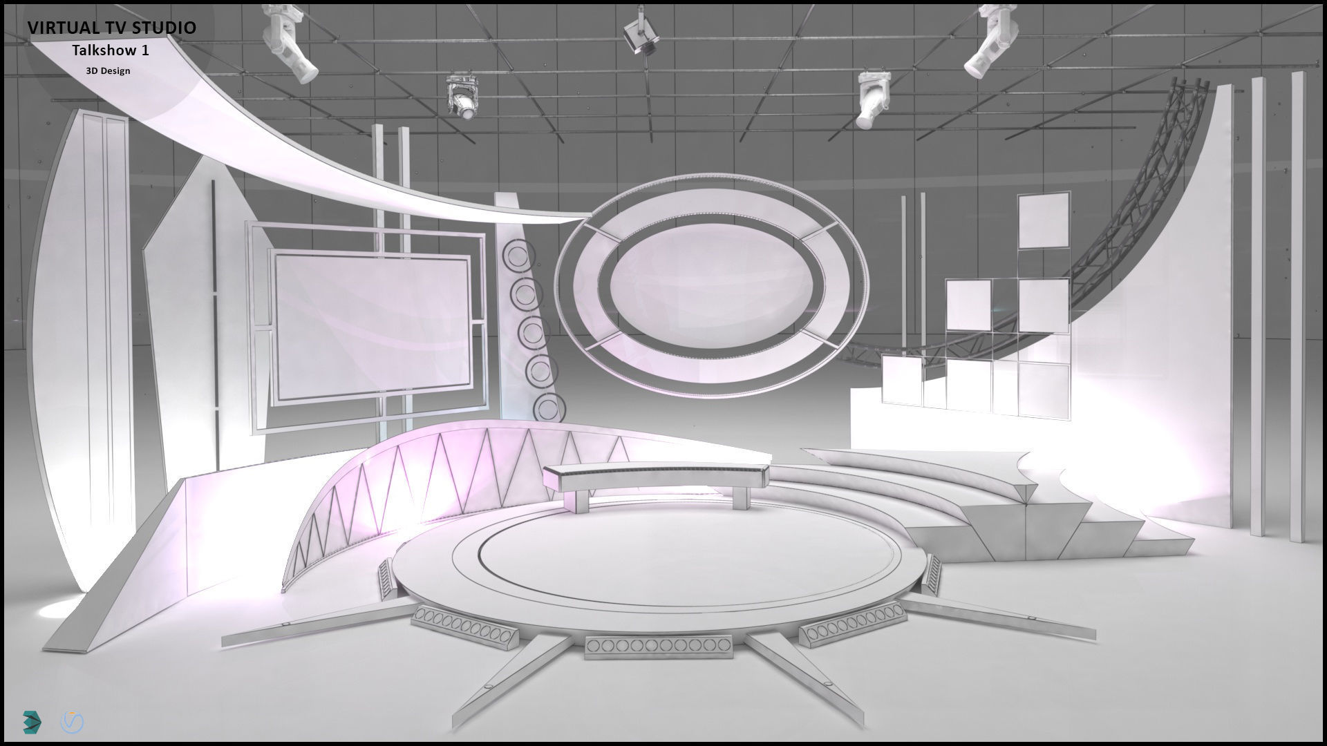 Virtual TV Studio Sets - Collection Vol 10 - 4 PCS DESIGN 3D model_12