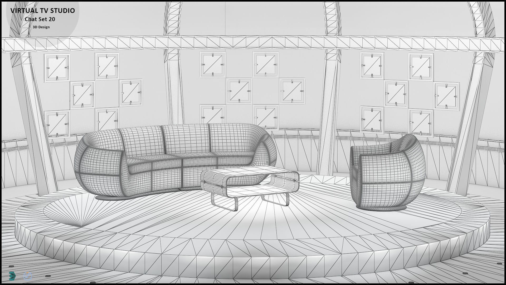 Virtual TV Studio Sets - Collection Vol 10 - 4 PCS DESIGN 3D model_35