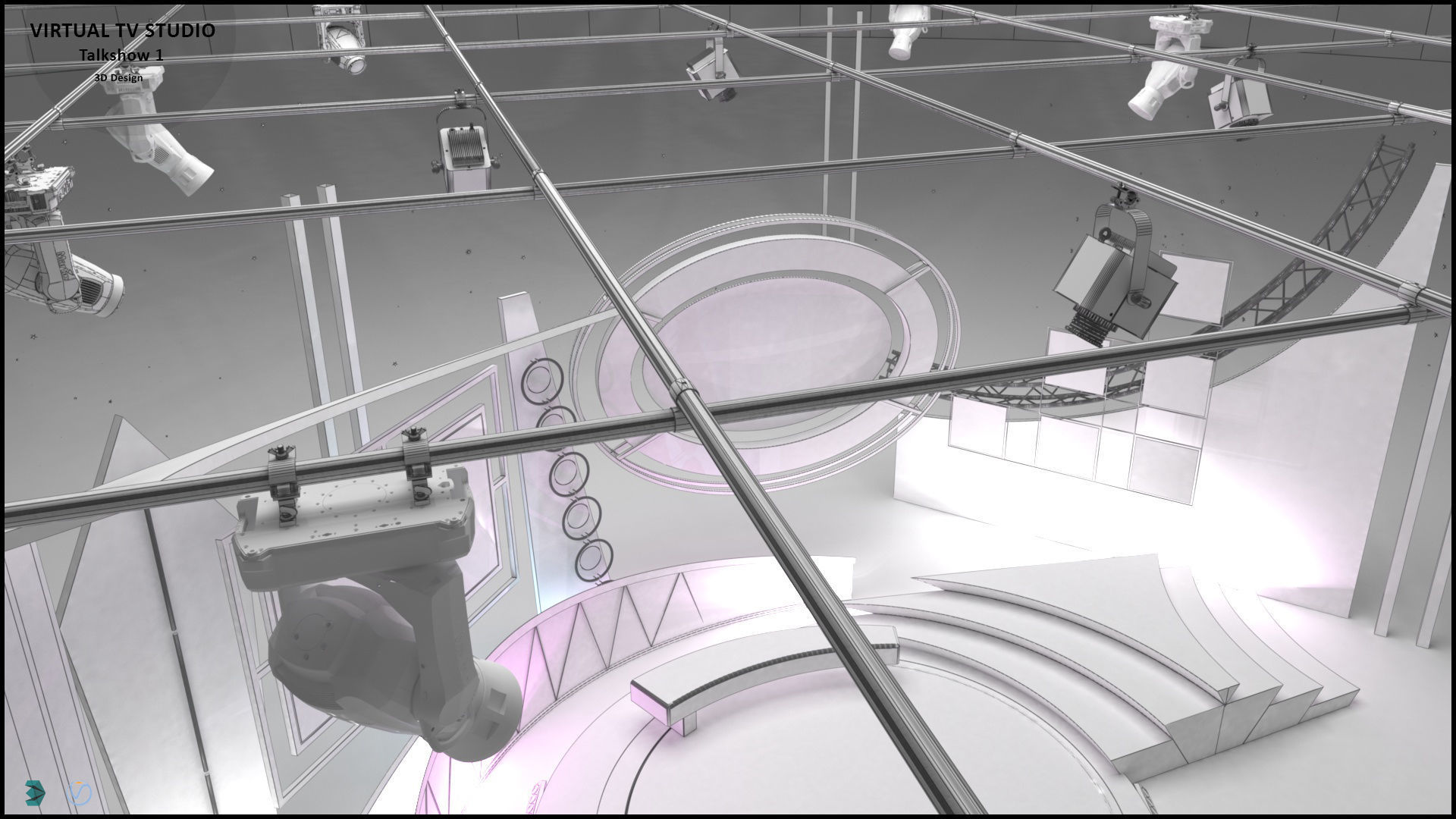 Virtual TV Studio Sets - Collection Vol 10 - 4 PCS DESIGN 3D model_63