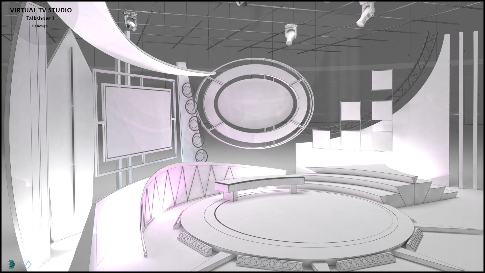 Virtual TV Studio Sets - Collection Vol 10 - 4 PCS DESIGN 3D model_54