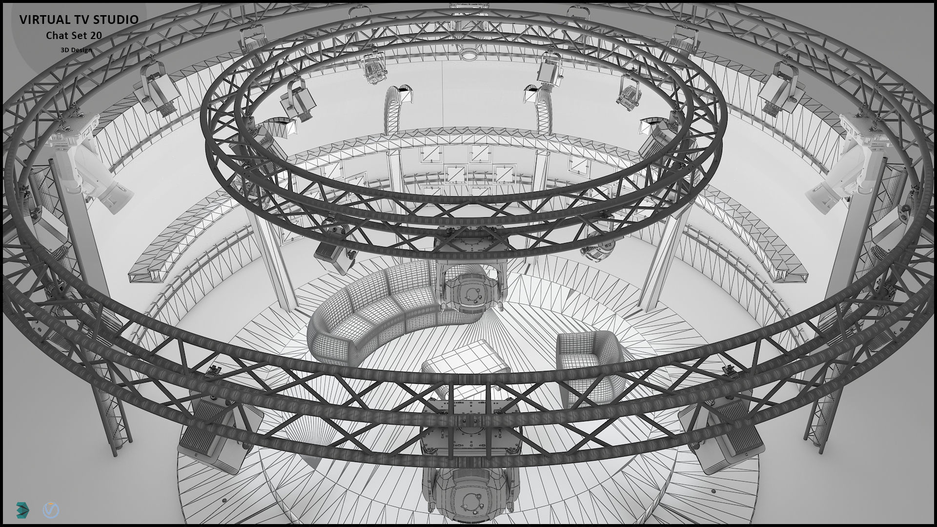 Virtual TV Studio Sets - Collection Vol 10 - 4 PCS DESIGN 3D model_38