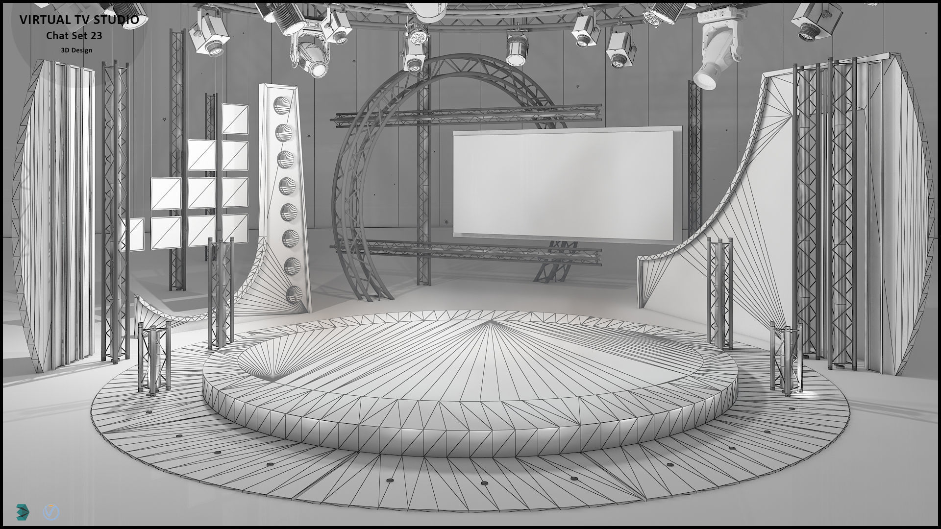 Virtual TV Studio Sets - Collection Vol 10 - 4 PCS DESIGN 3D model_10