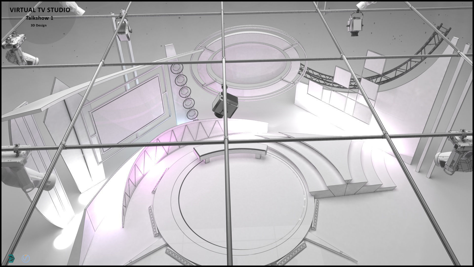 Virtual TV Studio Sets - Collection Vol 10 - 4 PCS DESIGN 3D model_61