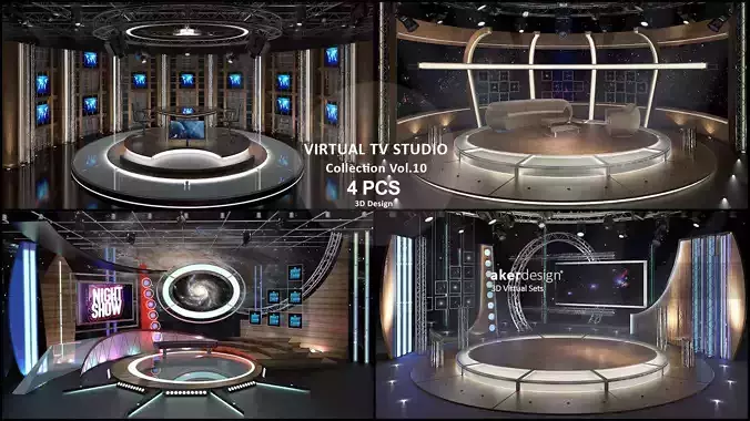 Virtual TV Studio Sets - Collection Vol 10 - 4 PCS DESIGN 3D model Virtual TV Studio Sets - Collection Vol 10 - 4 PCS DESIGN 3D model