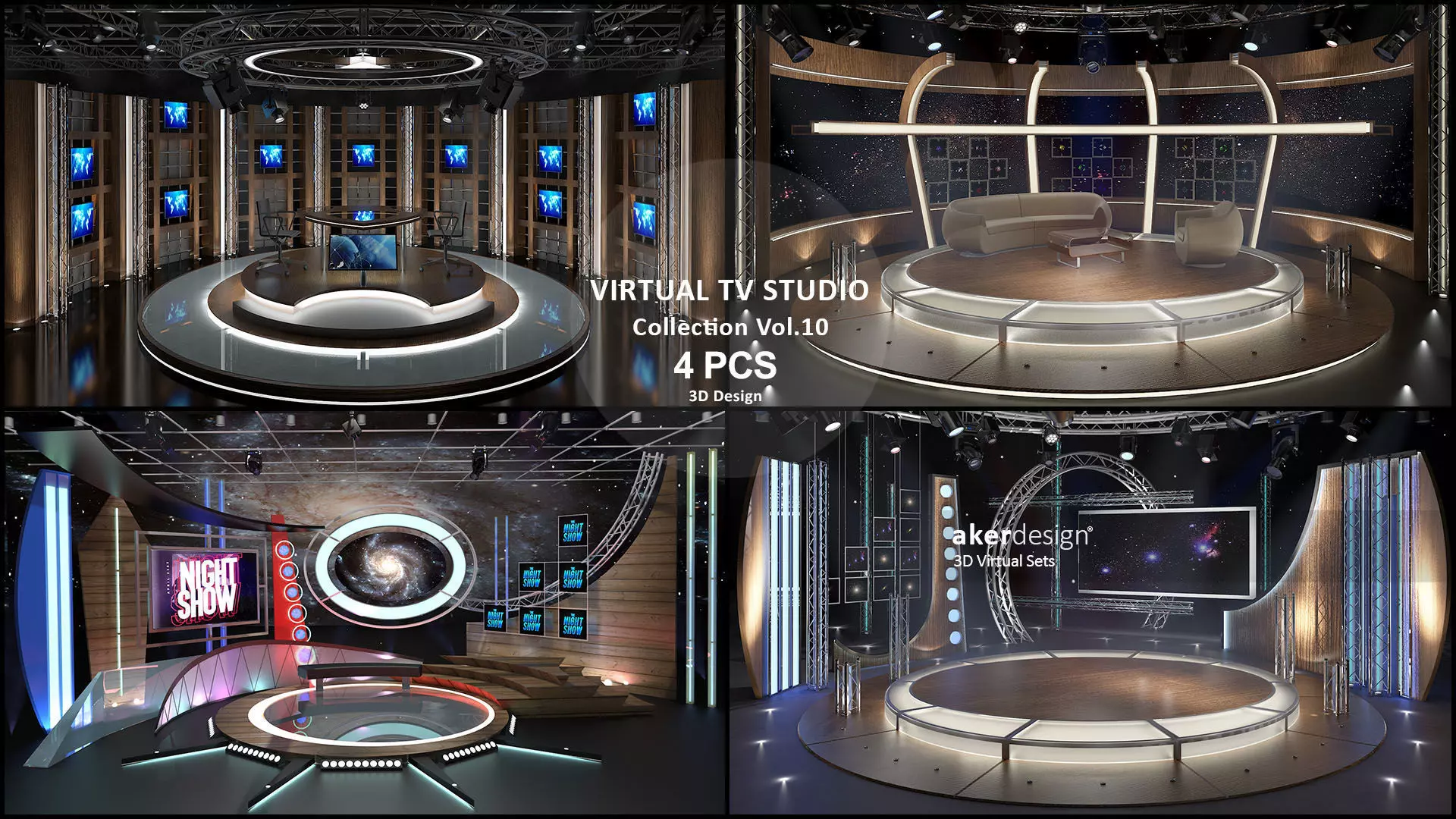 Virtual TV Studio Sets - Collection Vol 10 - 4 PCS DESIGN 3D model_0