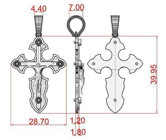 Cross jesus crucifix pendant 3D print model_12